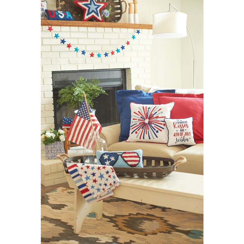 C&F Home 10" x 10" Sparkler Kisses & 4th of July Patriotic Wishes Embroidered Square Accent Pillow, 3 of 5