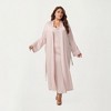 Anna-Kaci Lounge Women's Plus Size Long Robe Set with Soft Draped Silhouette and Smooth Flowing Fabric for an Layered Lounge Look - 2 of 4