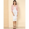 INSPIRE CHIC Women's Elegant 3/4 Sleeve Sheer Floral Lace Open Front Crop Shrug - 3 of 4