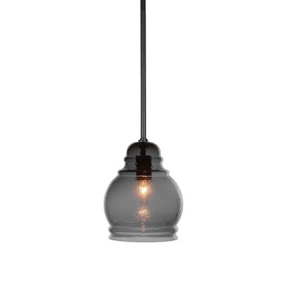 Toltec Lighting Palisade 1 - Light Pendant in  Matte Black with 7.5" Smoke Shade
