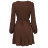 Coolmee Women's Dresses Wrap V-Neck Casual Ruffle Long Sleeve A-Line Mini Dress - 2 of 4