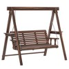 Outsunny Wooden Porch Swing with Stand, Patio Swing Chair with Side Tables, for Garden, Poolside, Backyard - 4 of 4