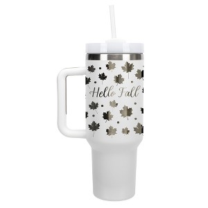 Elanze Designs Hello Fall Maple Leaf Autumn Harvest 40 oz. Stainless Steel, Large Water Bottle Coffee Mug, Spill & Leak Resistant, Thermal Travel - 1 of 1