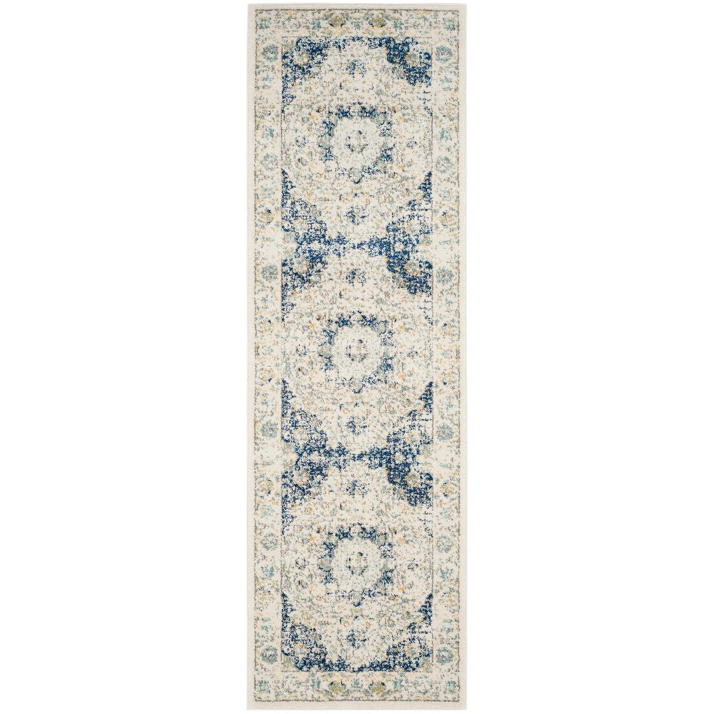  Runner Loomed Medallion Rug Ivory/Blue