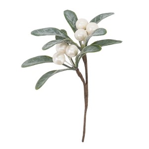 Saro Lifestyle Mistletoe Napkin Pick, 4", Green - 1 of 4