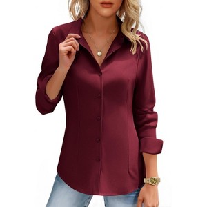 women's fitted button down dress shirts Jones New York Easy Care Shirt Medium / White Tailored to fit your taller frame Point Fitted Button Up