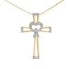 Haus of Brilliance 14K Yellow Gold Plated Silver 1/6 Cttw Diamond Heart and Ribbon Cross Pendant - 2 of 4