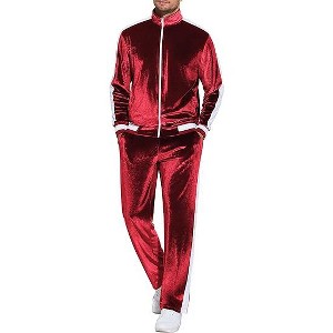 COOFANDY Mens Tracksuit 2 Piece Set Velour Sweatsuit Jogging Suits Full Zip Jacket Pants Outfits - 1 of 4