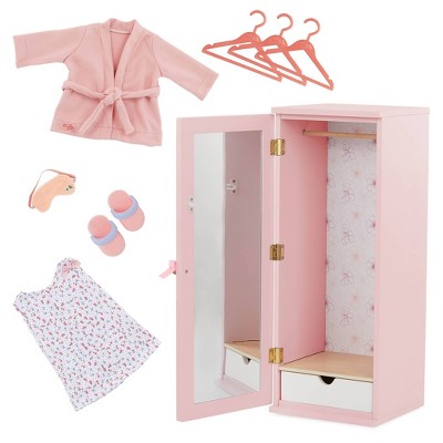 14-inch Doll Furniture - 10 Pink Wooden Doll Clothes Hangers - fits