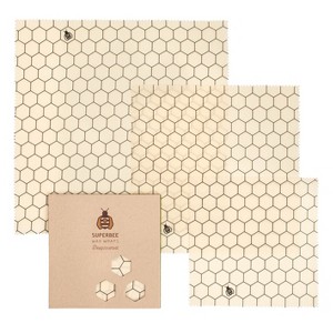 SUPERBEE Beeswax Wrap for Food, Set of 3 Bees Wax Wraps, Reusable Bees Wrap Paper for Wrapping Foods - 1 of 4