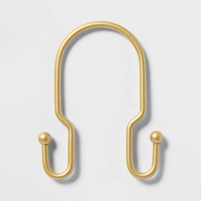 Brass Shower Curtain Hooks, Set Of 12 Metal Shower Rings Gold