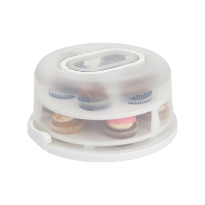 White Semi-Transparent 2-In-1 Round Cake Carrier with Handle