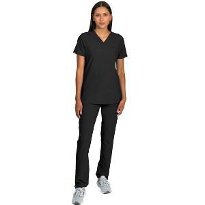 Medgear Liliana Women's Scrubs Set with 4-Pocket Top and Slim Straight Leg Pants - 1 of 4