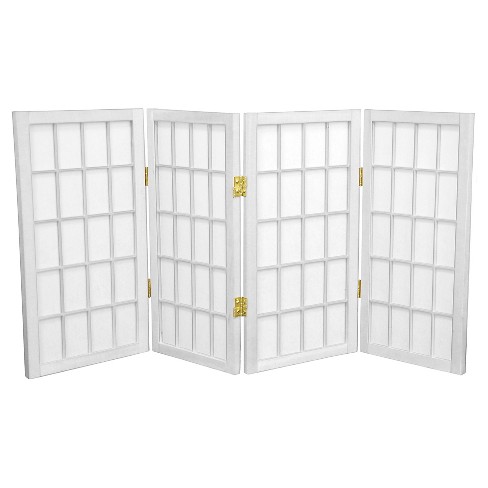 2 Ft. Tall Desktop Window Pane Shoji Screen - White (4 Panels ...