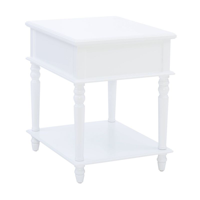 Miele Traditional Solid Wood with a Drawer and Shelf Side Table Pure White - Linon, 5 of 16