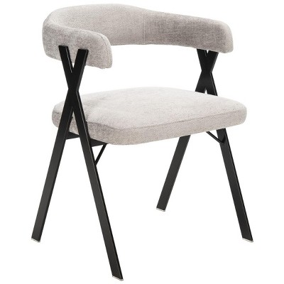 Izzy 33" Gray Chenille Upholstered Arm Chair with Metal Frame