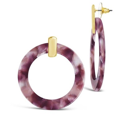 SHINE by Sterling Forever 1.25" Circle Resin Stud Drop Earrings