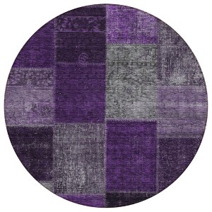 Eggplant Purple And Lilac Patchwork Washable Indoor Outdoor Area Rug - 1 of 4