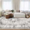 Vintage Distressed Floral Medallion Area Rug Machine Washable Soft Floor Carpet for Home Office - 3 of 4
