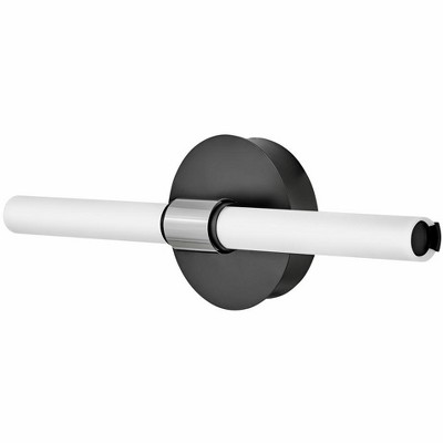 Kai Medium Black and Chrome LED Vanity Light with Etched Opal Glass