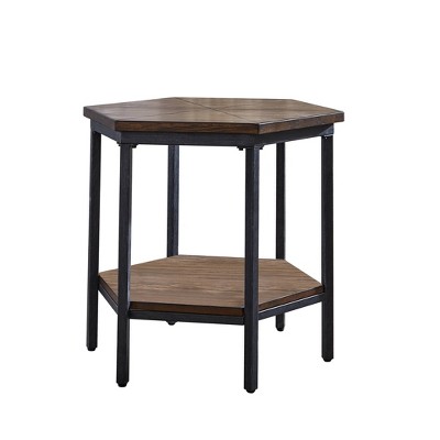 Ultimo Hexagon End Table Metal Brown - Steve Silver Co.