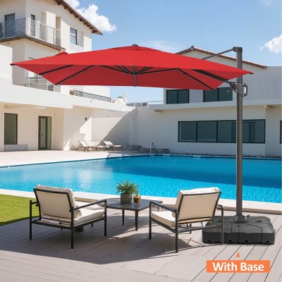 Pellebant 9x11FT Cantilever Umbrella Outdoor 360 Degree Rotation Offset Umbrella 6 Heights Adjustable with Base Black