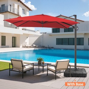 Pellebant 9x11FT Cantilever Umbrella Outdoor 360 Degree Rotation Offset Umbrella 6 Heights Adjustable with Base Black - 1 of 4