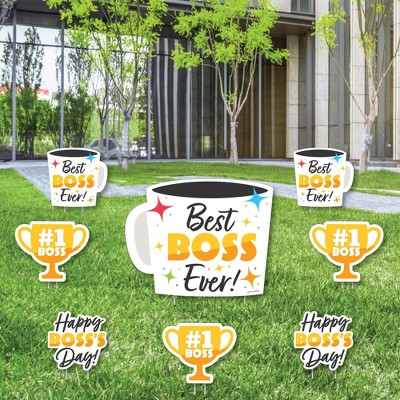 Big Dot of Happiness Happy Boss's Day - Yard Sign and Outdoor Lawn Decorations - Best Boss Ever Yard Signs - Set of 8