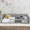1pc Full Size Bed Frame, Solid Wood Upholstered Platform with Guardrail & Pillow, No Box Spring Needed - Baofuwish - 3 of 4