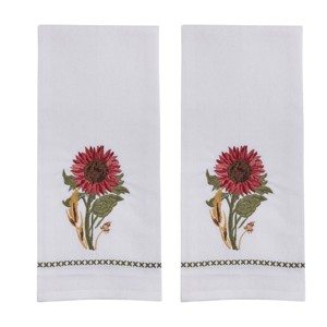 Park Designs Red Sunflower Embroidered Dishtowel Set of 2 - 1 of 3