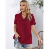 Women's V Neck Tops Summer Short Sleeve Solid Color T-shirts Casual Blouses - 2 of 4