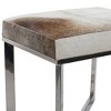 Contemporary Stainless Steel Cowhide Square Stool Silver - Olivia & May - 4 of 4