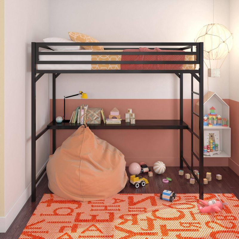 Twin Max Kids&#39; Metal Loft Bed with Desk Black - Room &#38; Joy, 3 of 11