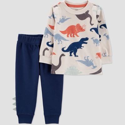 Image of Carter's Just One You® Baby Boys' Dino Top & Bottom Set - Blue/Beige 3M