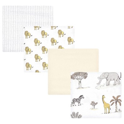 Image of Hudson Baby Cotton Flannel Receiving Blankets, Neutral Safari World, One Size