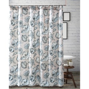 Greenland Home Fashions 1910CSHW Cruz Linen Shower Curtain, 72x72 Inches - 1 of 2