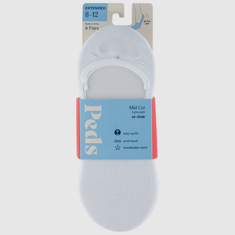 Peds Women's Extended Size Mesh Striped 6pk Sport Cut Liner Socks - 8-12, 3 of 4