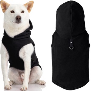 Gooby Fleece Vest Hoodie, Small Dog Pull Over Hooded Fleece Jacket with Leash Ring, Black, Small - 1 of 1