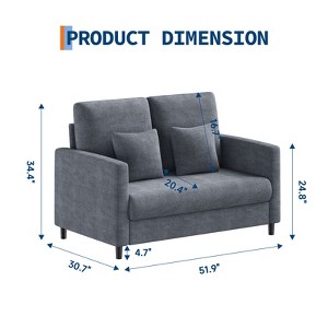 52-Inch Loveseat Sofa, Plush Teddy Fabric Small Couch for Small Spaces, Wood Frame Love Seat - 1 of 4