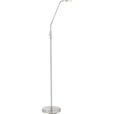 360 Lighting Modern Task Floor Lamp LED 56" Tall Brushed Nickel Adjustable Gooseneck Arm Glass Disk Shade for Living Room Reading Office