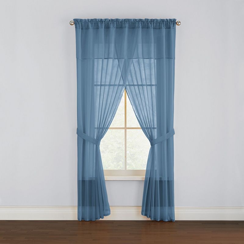 BrylaneHome  Sheer Voile 5 Piece One-Rod Curtain Set Window Curtain, 1 of 2