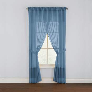 BrylaneHome  Sheer Voile 5 Piece One-Rod Curtain Set Window Curtain