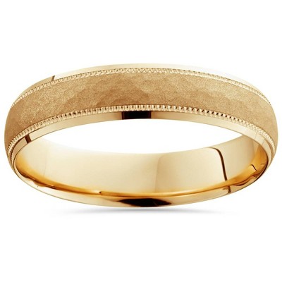 Pompeii3 Mens 14K Yellow Gold Hammered 5mm Wedding Band