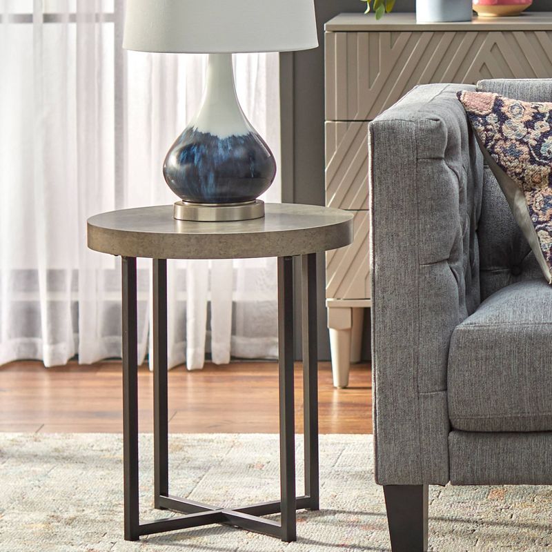 Era Round Contemporary End Table Gray/Black&#160; - Buylateral, 3 of 7