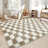 Modern Checkered Runner Rug, Ultra-Soft High Pile Non-Slip Shaggy Carpet for Hallway Bedroom Entryway - 2 of 4