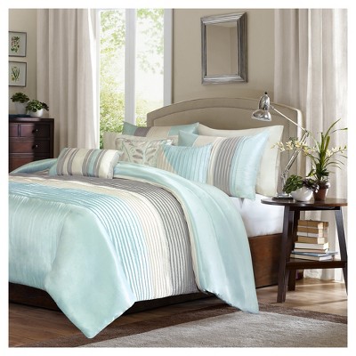 Aqua Salem Pleated Duvet Cover Set (queen) 6pc : Target