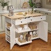 Kitchen Island Cart with Power Outlet, Foldable Countertop, Mobile Storage Cabinet on Wheels, 3 Drawers, USB/AC Outlets, Spice & Towel Racks - 3 of 4