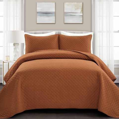 Постельное бельё Lush Decor 3pc Full/Queen Size Ava Diamond Cotton Quilt Bedding Set Pure White: Luxurious Comforter with Shams, Oeko-Tex Certified