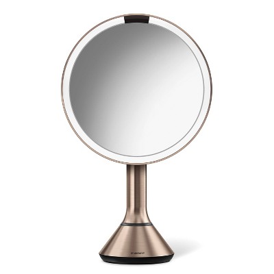 simplehuman 8" LED Light Sensor Makeup Mirror 5x Magnification Stainless Steel - Rose Gold