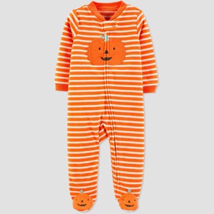 Baby Stripe Pumpkin Halloween 1pc Pajama - Just One You made by carter